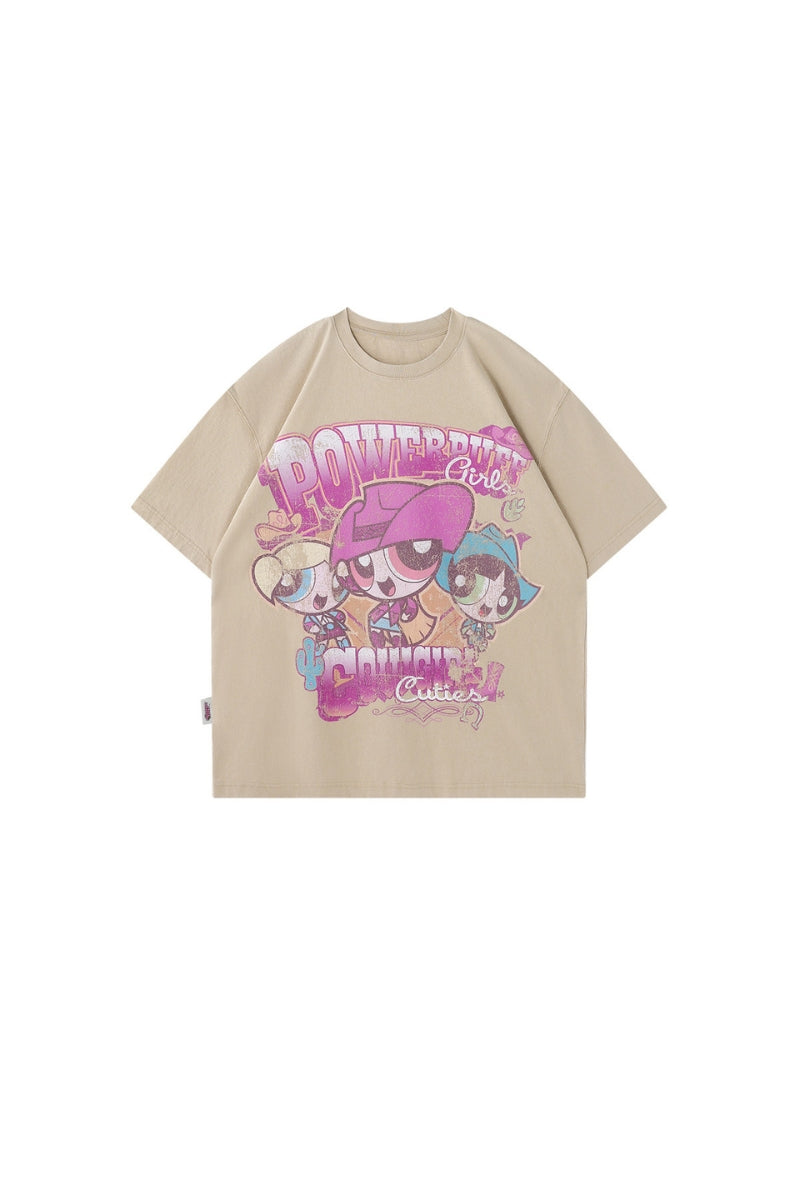 BJHG x The Powerpuff Girls Women American Cotton Tee Summer
