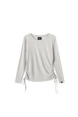 DangerousPeople DSP｜Stretchy Side Waist Drawstring Cover‑Up Color‑Block Lightweight Breathable Women's T‑Shirt