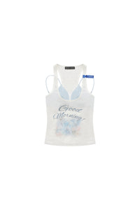 MASONPRINCE "Good morning" Ocean Henley‑Neck Cami & Short Sleeve