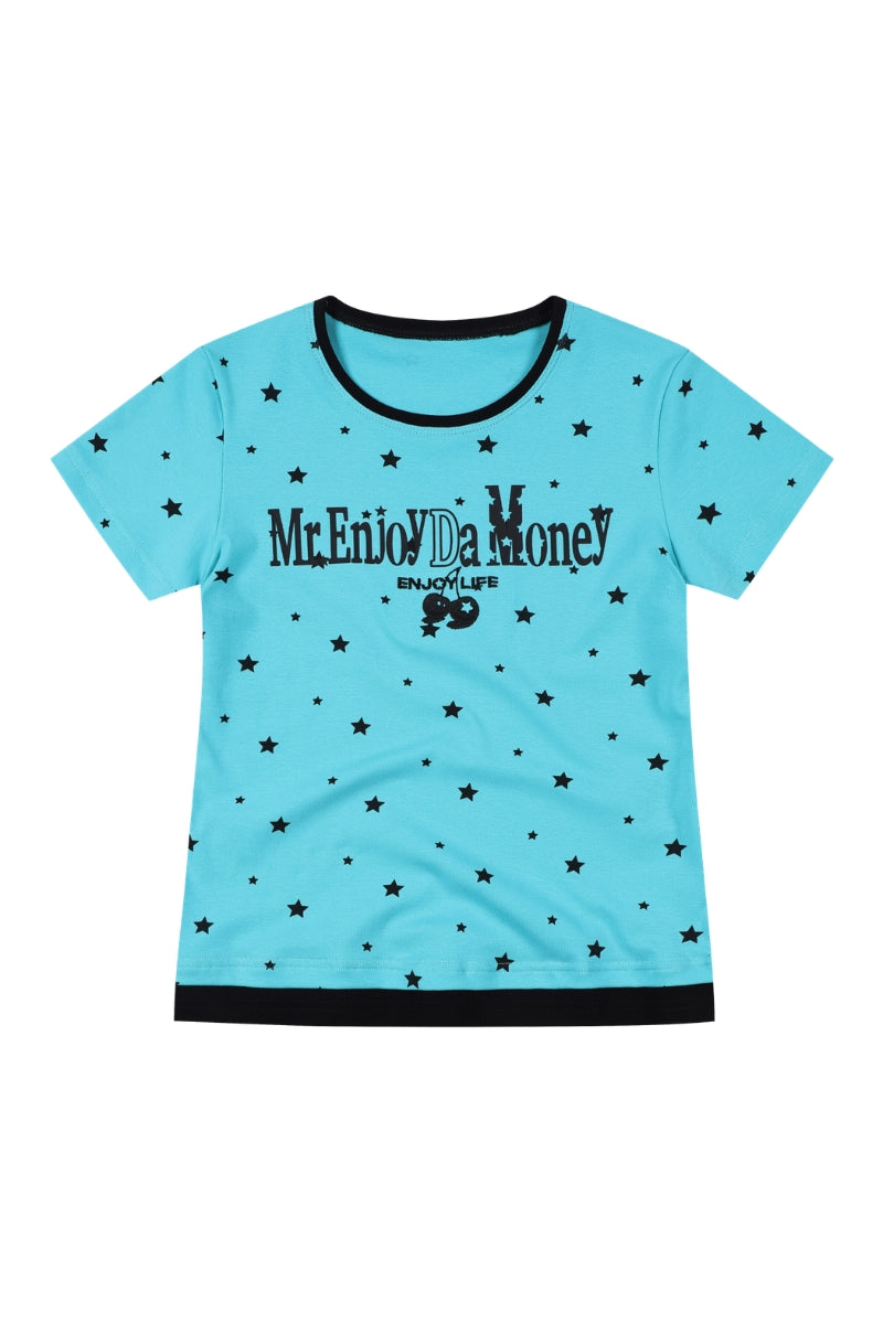MEDM Fake Two-piece Star Polka Dot Women Tee