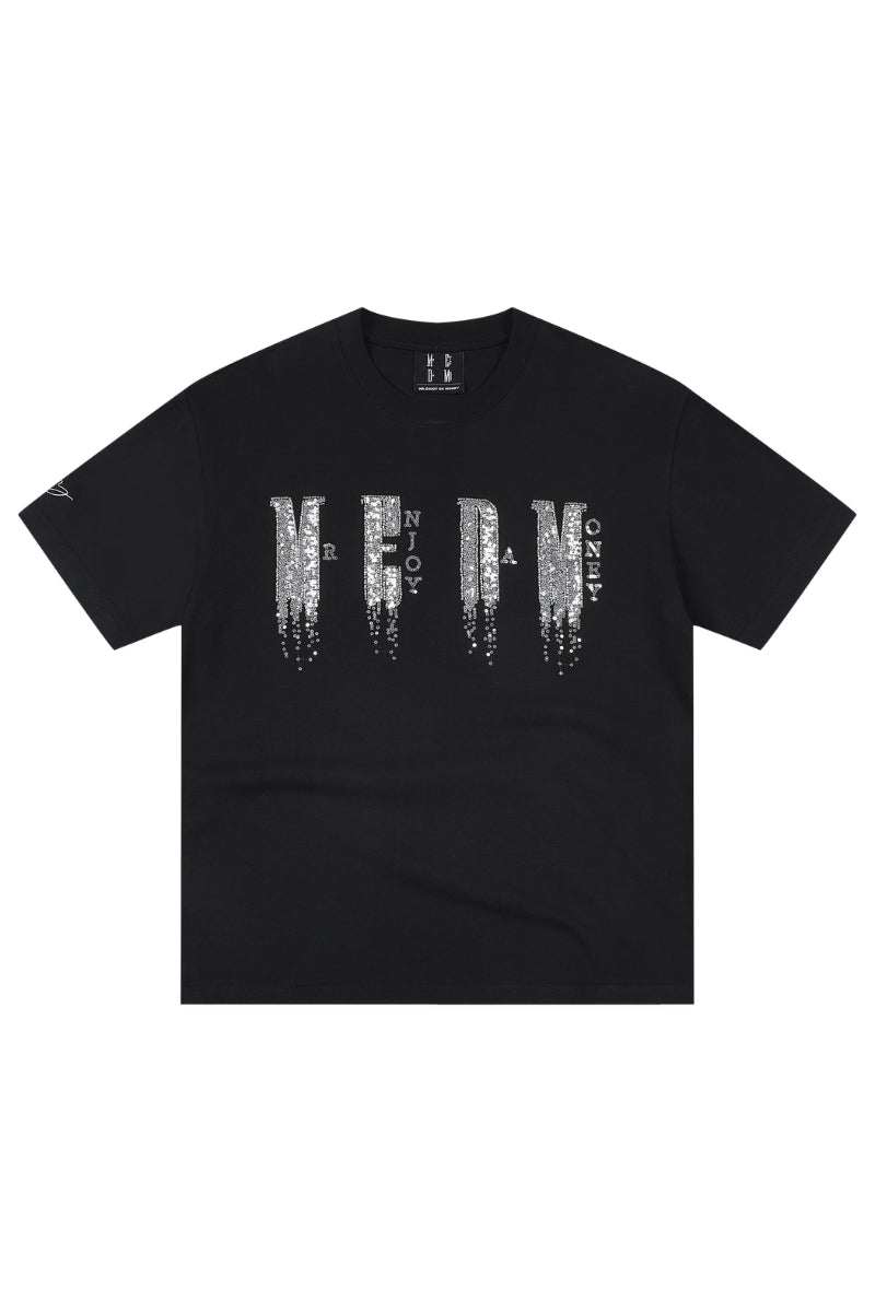 MEDM Sequin Phantom Letter Loose Crew Neck T-Shirt Unisex