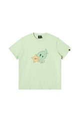 Dangerouspeople DSP Asymmetrical Eye Plaid Patch Fruit Print Casual Tee