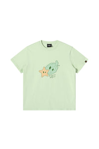 Dangerouspeople DSP Asymmetrical Eye Plaid Patch Fruit Print Casual Tee