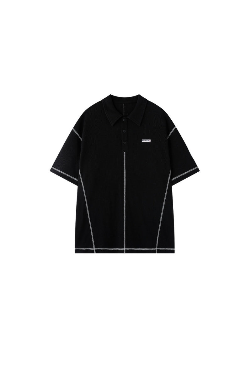 BJHG Summer Men Retro Waffle Knit Polo Shirt Quick‑Dry American Daily Wear Top