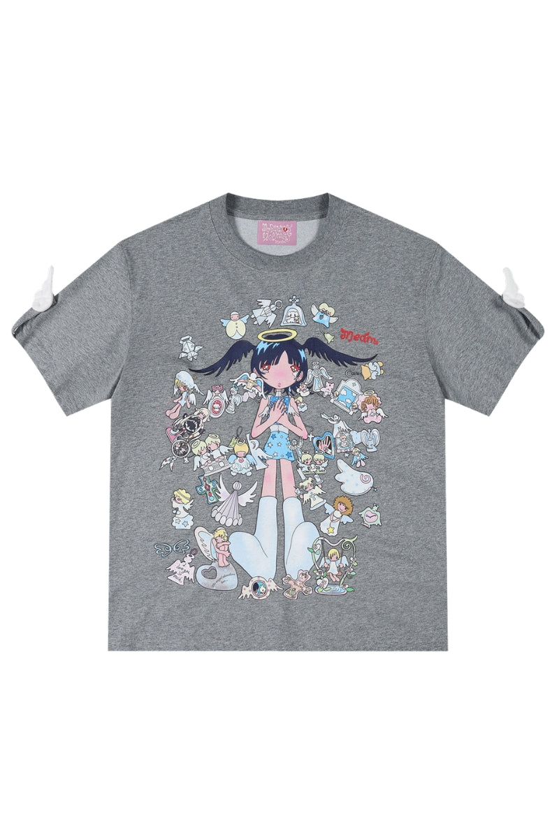 MEDM × Niaoyiyi | Angel Wing Sleeve Strap Women Tee
