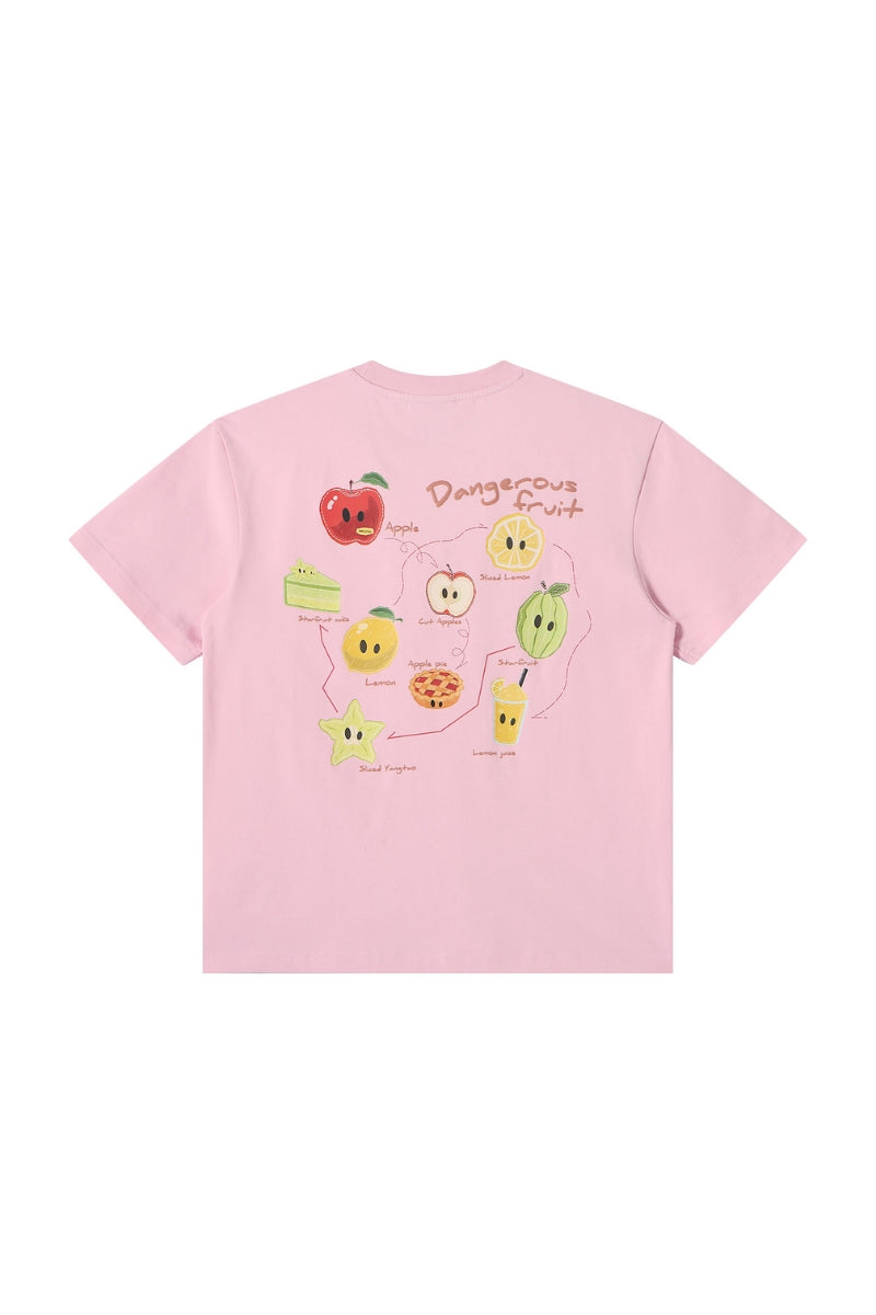 Dangerouspeople DSP Cute Mismatched Eye Fruit Print Sorona Short Sleeve Tee