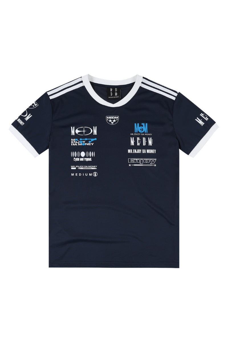 MEDM Racing Logo Print Crew Neck T-Shirt