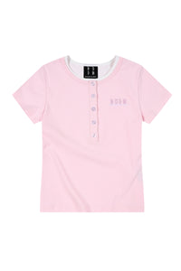 MEDM Fake Two-Piece Embroidered Women Tee