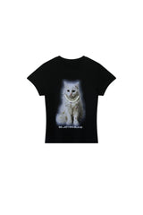BJHG Women Cat Print Slim T-shirt Summer American Short Sleeve Top