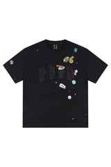 MEDM Sticker Label Patch Embroidery Unisex Cotton T-Shirt