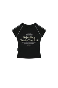BJHG American Style Fitted Tee Women Summer New Cool‑Touch Streetwear Short Sleeve Top