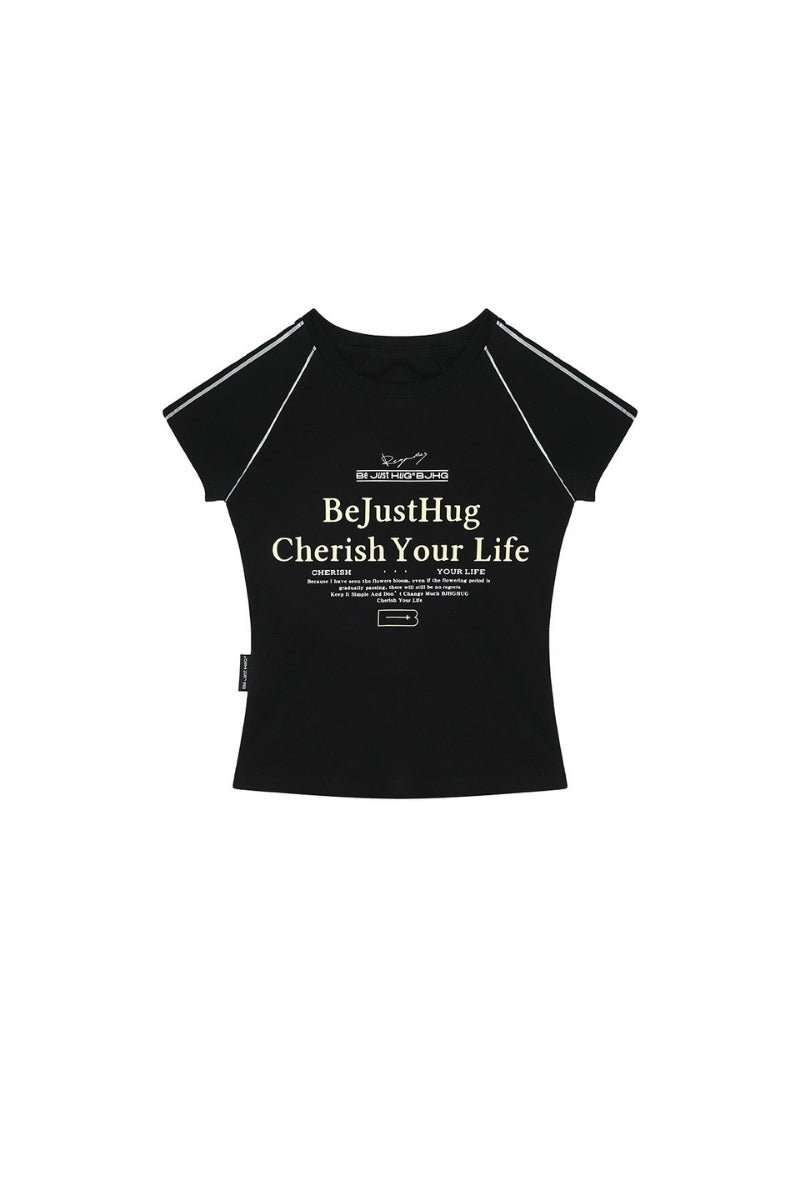 BJHG American Style Fitted Tee Women Summer New Cool‑Touch Streetwear Short Sleeve Top