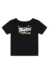 MEDM Slant Shoulder Graffiti Print Casual Women T-shirt