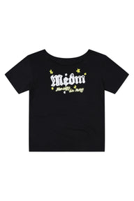 MEDM Slant Shoulder Graffiti Print Casual Women T-shirt