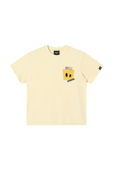 Dangerouspeople DSP Woven Label Pocket Print Tee Loose Drop‑Shoulder Couple T‑Shirt