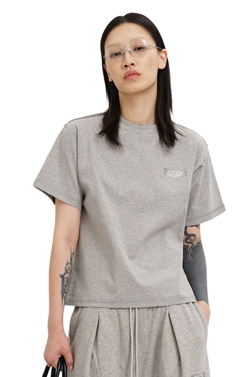 Masonprince 26 Early Spring Layered Crew Neck Knit Short-Sleeve T-Shirt