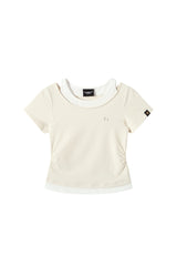 DangerousPeople｜Spliced Mock Two‑Piece Color‑Block Women’s T‑Shirt