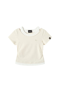 DangerousPeople｜Spliced Mock Two‑Piece Color‑Block Women’s T‑Shirt