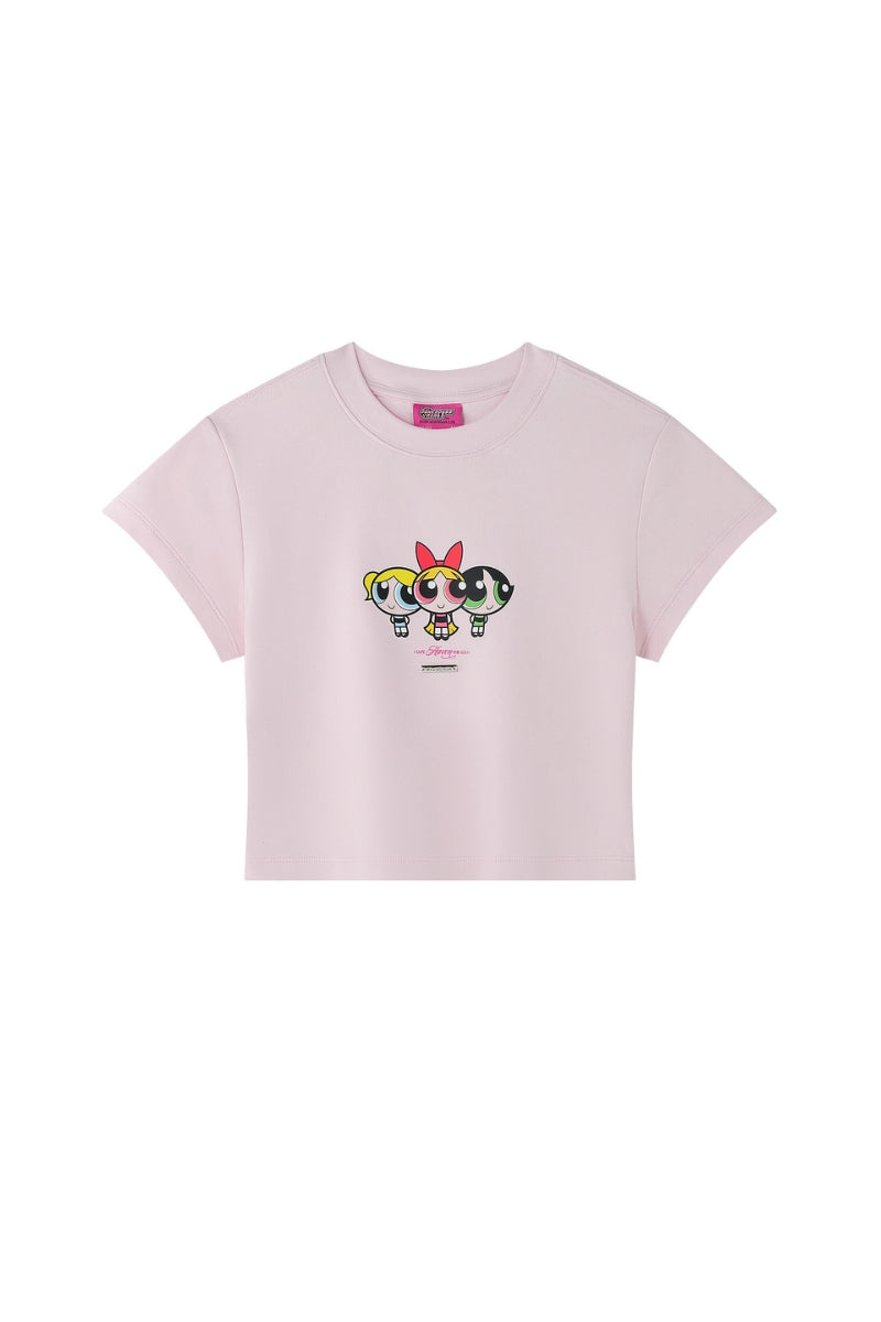 BJHG × The Powerpuff Girls Women Slim‑Fit Graphic‑Print Short‑Sleeve Tee