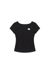 Dangerouspeople DSP Stretch Knit Embroidered Dog Slim Waist Fitted Tee