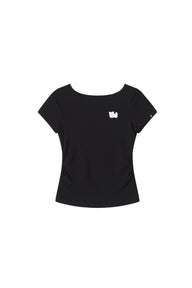 Dangerouspeople DSP Stretch Knit Embroidered Dog Slim Waist Fitted Tee