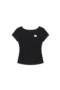 Dangerouspeople DSP Stretch Knit Embroidered Dog Slim Waist Fitted Tee