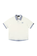DangerousPeople DSP｜Fake Two‑Piece Dog Embroidery Oversized Drop‑Shoulder Polo Shirt