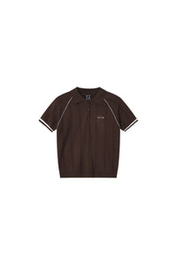 MEDM Embroidered Small LOGO Color-Block Embedded Striped Short-Sleeve POLO