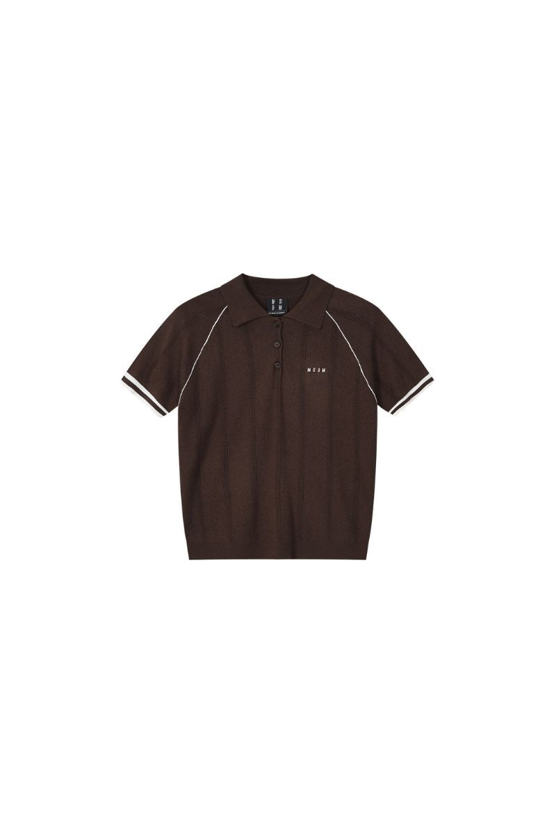 MEDM Embroidered Small LOGO Color-Block Embedded Striped Short-Sleeve POLO