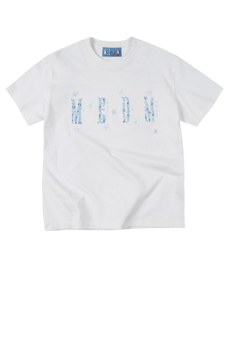 MEDM × YUY Jade Blue Floral Back Graphic Crew Neck Tee