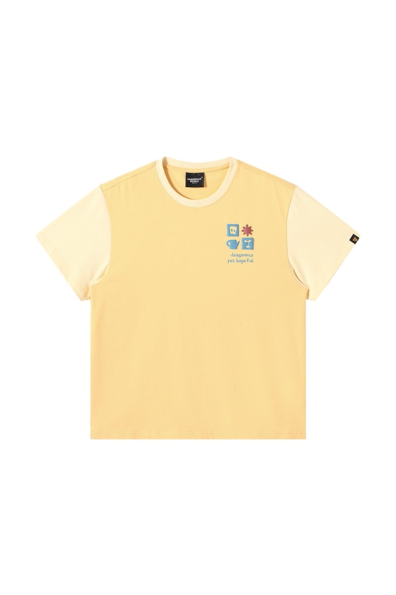 Dangerouspeople DSP Logo Small‑D Color‑Block Summer Cool‑Touch Couple Tee
