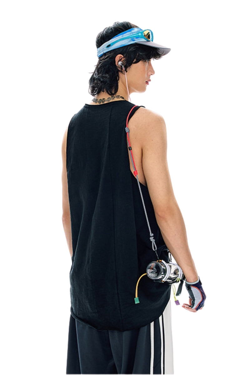 BJHG Men Cotton Sleeveless Tank Top Summer Loose Outdoor Fitness Vest