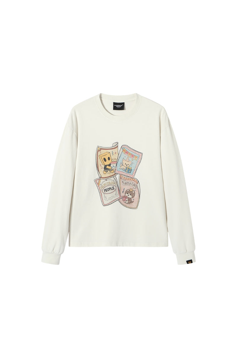 Dangerouspeople｜American Vintage 100% Cotton Long Sleeve Poster Print Tee