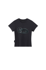 BJHG Women's Lazy Cat Straight‑Shoulder Tee