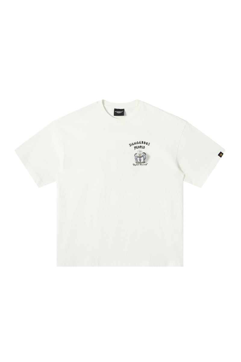 DangerousPeople DSP Detachable Small‑D Crown Print Drop‑Shoulder Tee