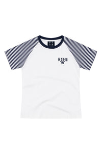 MEDM Stripe Raglan Embroidered Logo Loose T-shirt Women