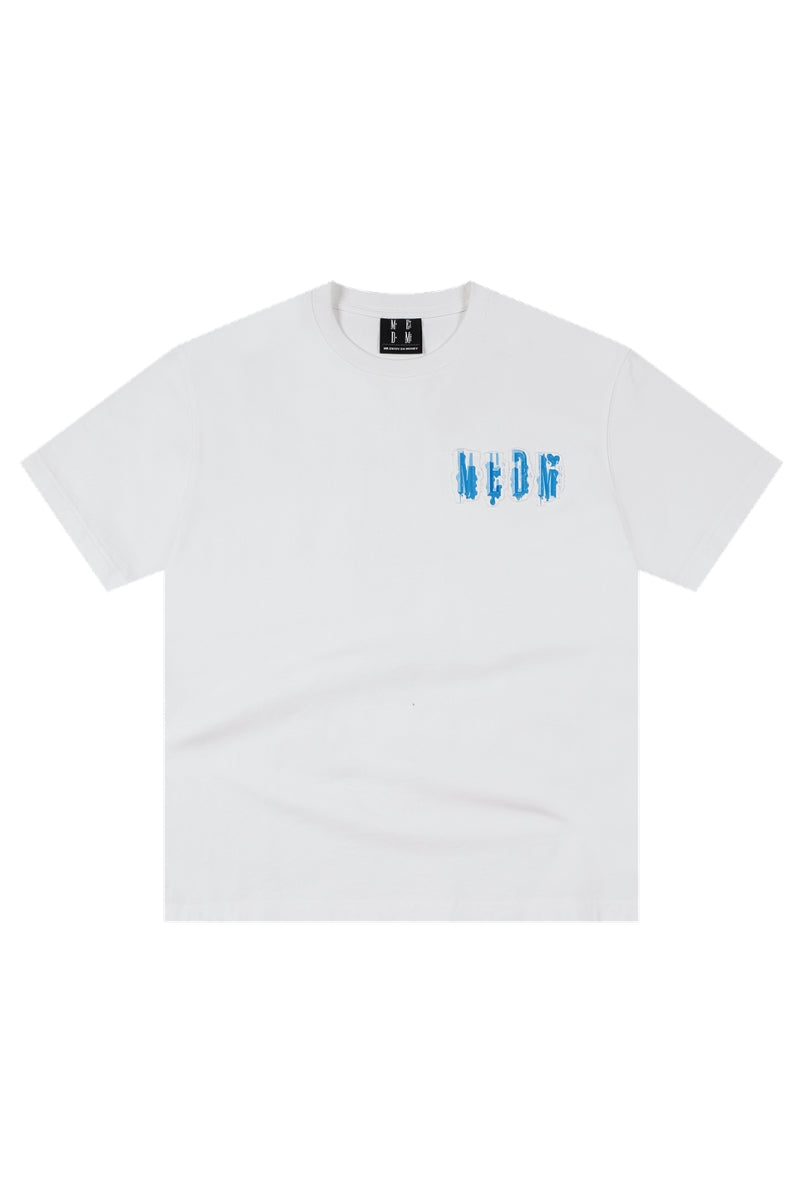 MEDM MELTING ICE Patch Letter Print Crew Neck Casual Couple Tee