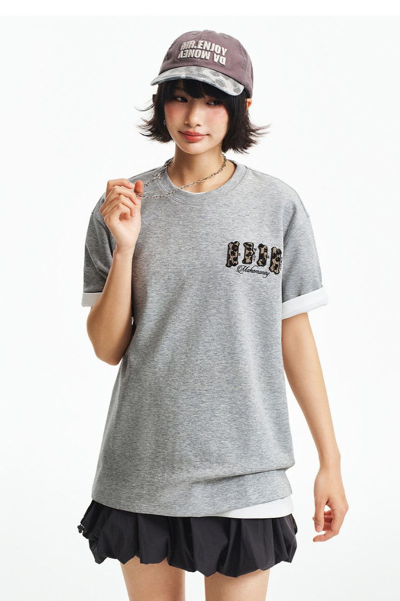 MEDM Jelly Air Cotton Double-Layer Leather Small Four-Character Short Sleeve