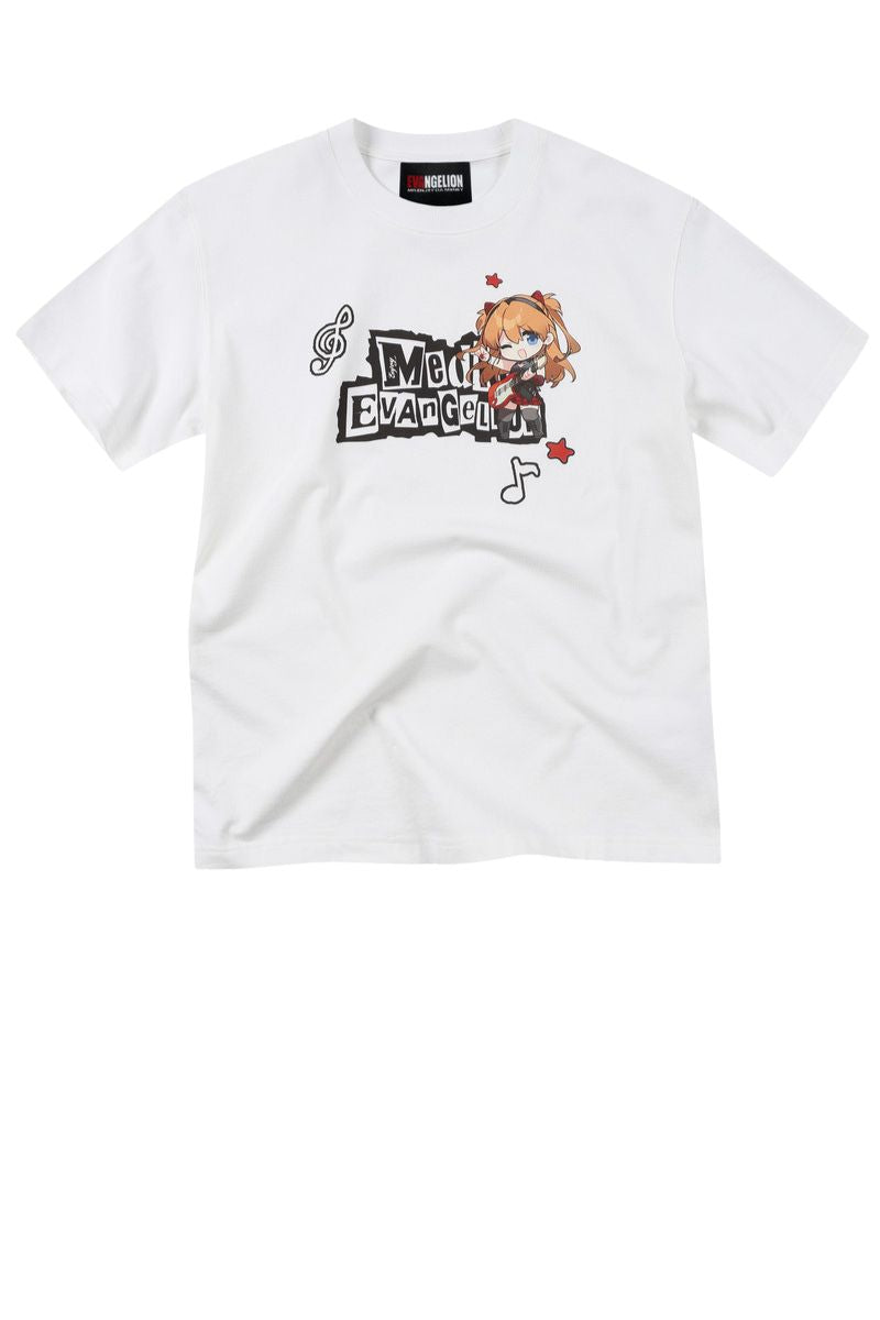 MEDM x EVA NEVER END Chibi Music Note Print Basic Crew Neck Tee