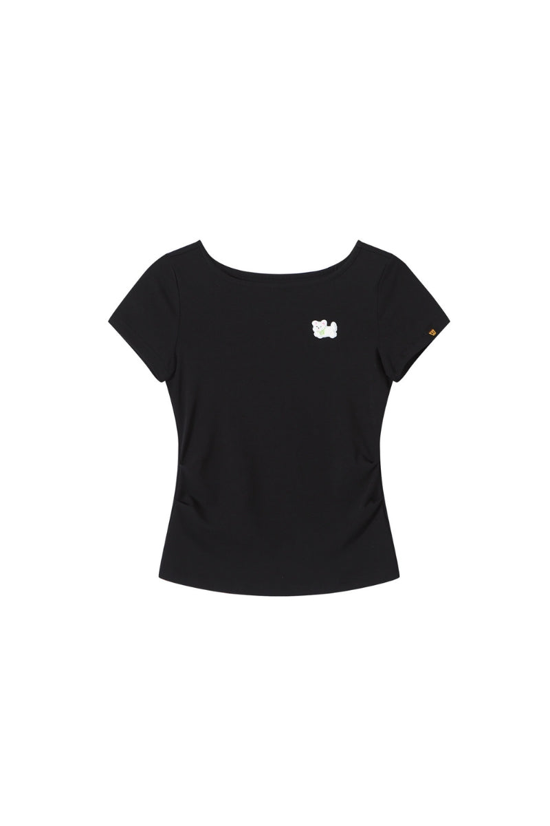 DangerousPeople｜Dog Embroidery Stretch Slim‑Fit Women’s T‑Shirt
