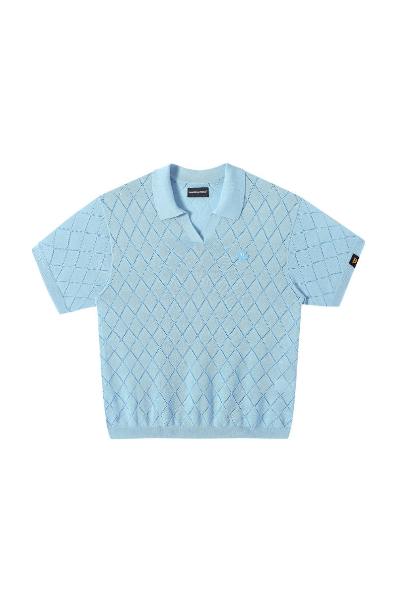 Dangerouspeople DSP Puzzle Icon Knit Polo Loose Cool‑Touch Unisex Shirt
