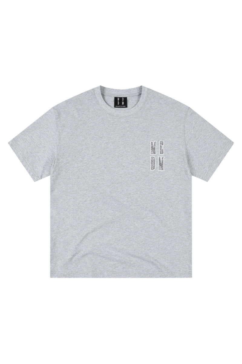 MEDM 3D Rhinestone Letter Heavy Cotton T-shirt Unisex