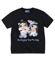 MEDM x YUY Co-branded Angel Print Heart Embroidery Crew Neck Tee