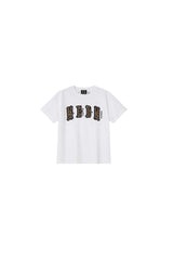 MEDM double skin leopard print chest four-word short sleeve T