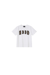 MEDM double skin leopard print chest four-word short sleeve T