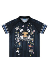 MEDM x YUY Yu Collab Print Letter Embroidery Polo Jersey Tee