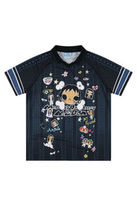 MEDM x YUY Yu Collab Print Letter Embroidery Polo Jersey Tee