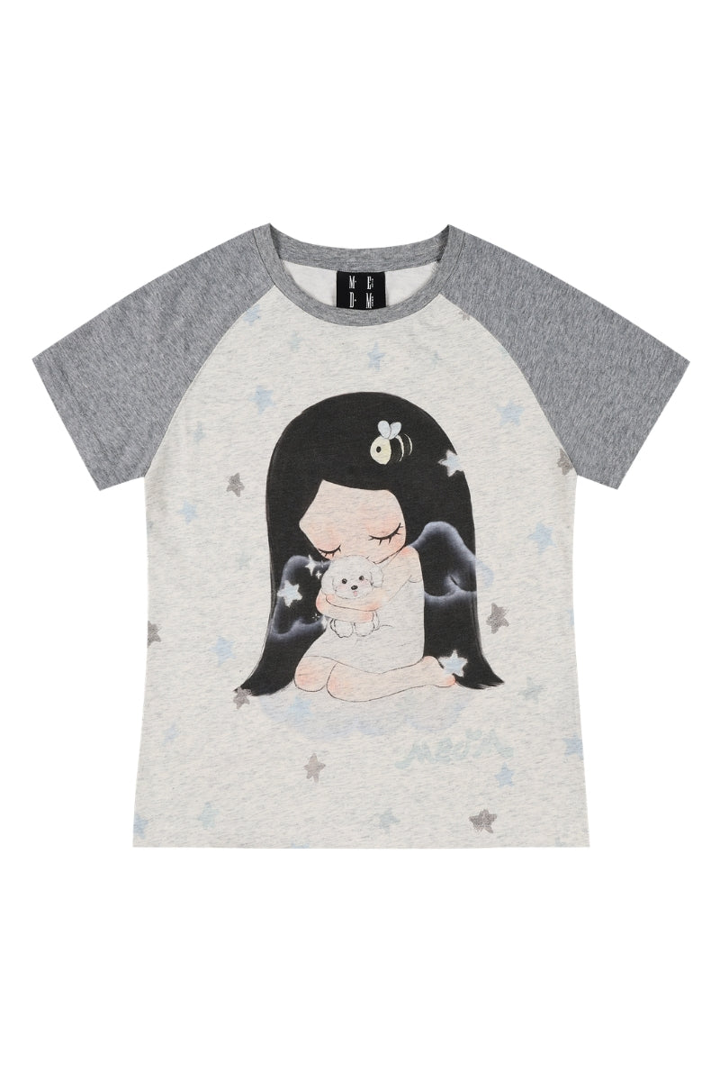 MEDM x Iria Mailbox Guardian Dog Print Women Raglan Tee