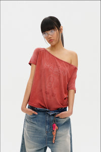 Masonprince  Dyed Printed Short-Sleeved T-Shirt (Double Version)