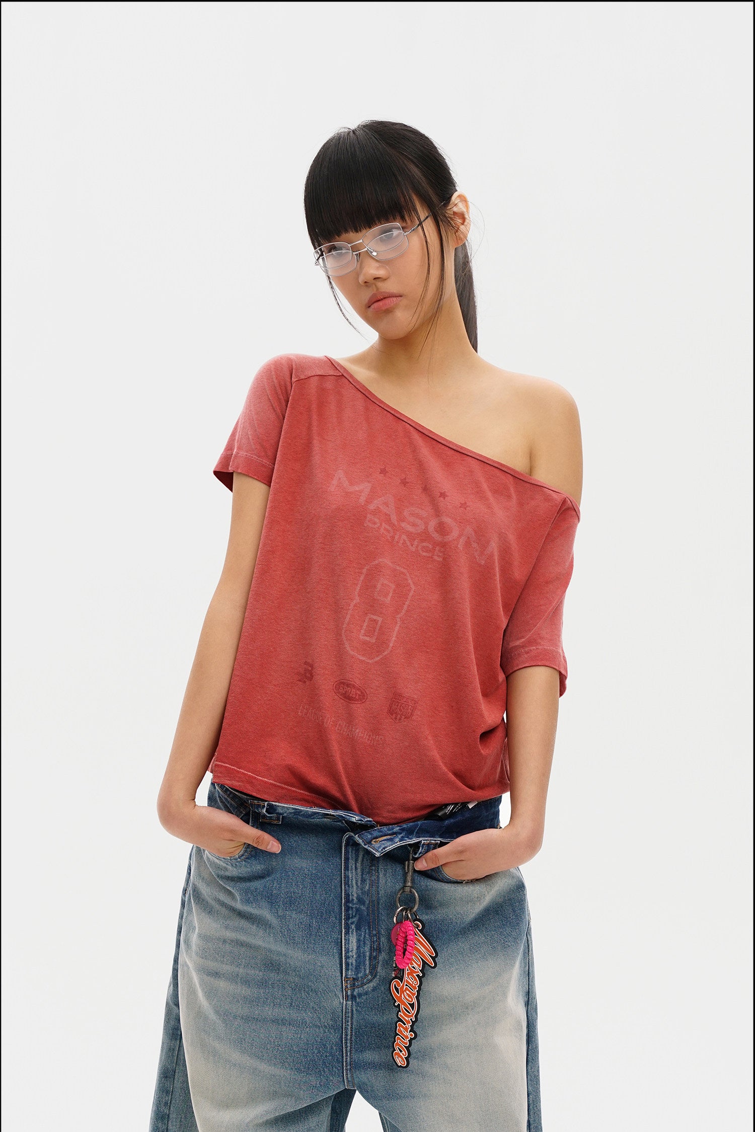 Masonprince  Dyed Printed Short-Sleeved T-Shirt (Double Version)